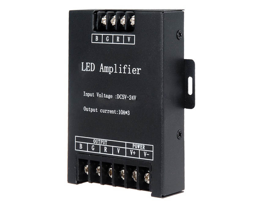 DC5/12/24V 10Ax3CH PWM LED RGB Signal Amplifier Black Iron shell For RGB SMD 3528 5050 LED Light Strip